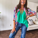 3/4 FLORAL ABSTRACT TOP