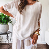 BEIGE SILK TIE BACK TOP