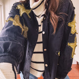Black + Gold Star Patchwork Jacket