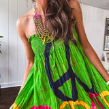 Lime Peace Paint Maxi Skirt Dress
