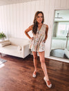 Peach Multi Floral Eyelet Lace Romper