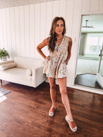 Peach Multi Floral Eyelet Lace Romper
