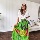 Lime Peace Paint Maxi Skirt Dress