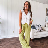 Kiwi Pleated High Waist Pant