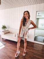 Peach Multi Floral Eyelet Lace Romper