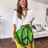 Lime Peace Paint Maxi Skirt Dress