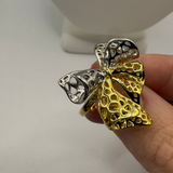 Mixed Metal Bow Cutout Ring