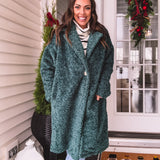 Pine Green Soft Fuzzy Jacket