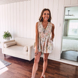 Peach Multi Floral Eyelet Lace Romper