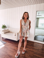 Peach Multi Floral Eyelet Lace Romper