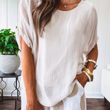 BEIGE SILK TIE BACK TOP