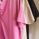 Lightweight Waffle Button Tee