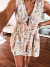Peach Multi Floral Eyelet Lace Romper