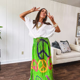 Lime Peace Paint Maxi Skirt Dress