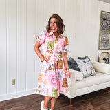 Citron Soleil Coastal Dress with Waist Tie