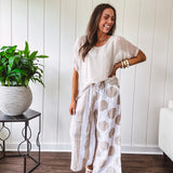 BEIGE SILK TIE BACK TOP