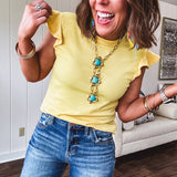 Dusty Yellow Flutter Sleeve Tank