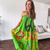 Lime Peace Paint Maxi Skirt Dress