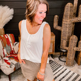 Ivory Snap Button Micro Rib Tank