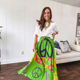 Lime Peace Paint Maxi Skirt Dress