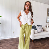 Kiwi Pleated High Waist Pant