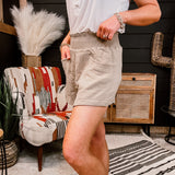 Taupe Crinkle Smock Waist Size Pocket Shorts