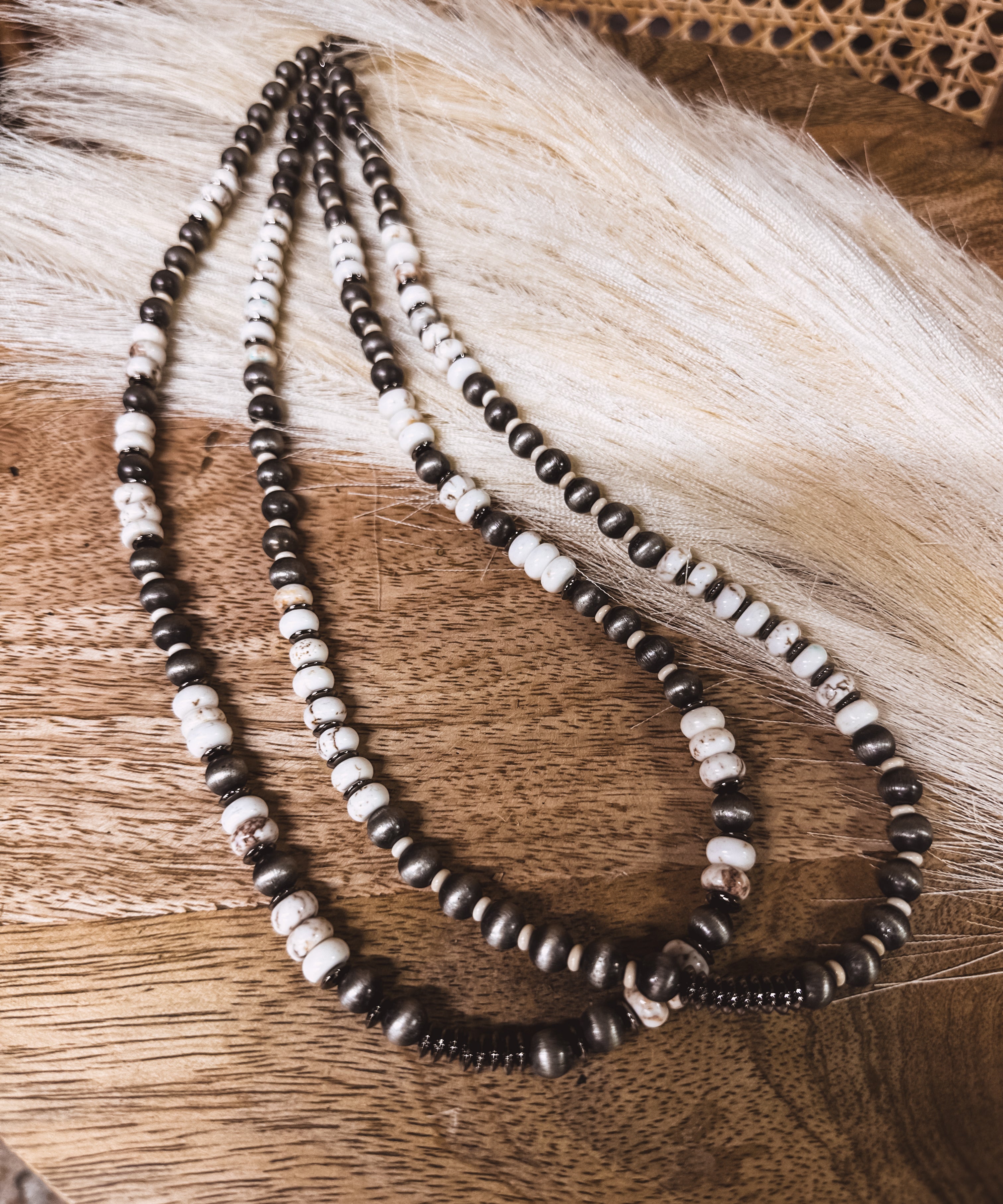 Double Layer Mix Faux + White Necklace