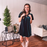 Puff Sleeve Holiday Velvet Dress