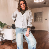 Washed Denim Plaid Mix Star Barrel Pant