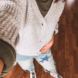 Washed Denim Plaid Mix Star Barrel Pant