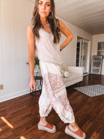 Oatmeal Floral Patchwork Jogger