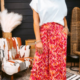 Mix Print Elastic Waist Flowy Pant