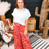 Mix Print Elastic Waist Flowy Pant