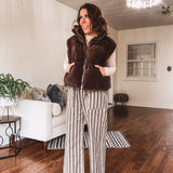 Chocolate Reversible Crop Puff Sherpa Vest
