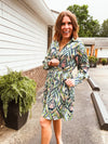 Avocado Lime Mix Print Tie Waist Dress
