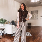 Chocolate Reversible Crop Puff Sherpa Vest