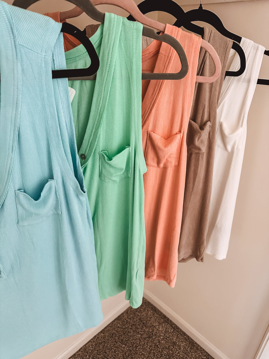 Perfect Easy Button V Neck Mini Pocket Tank