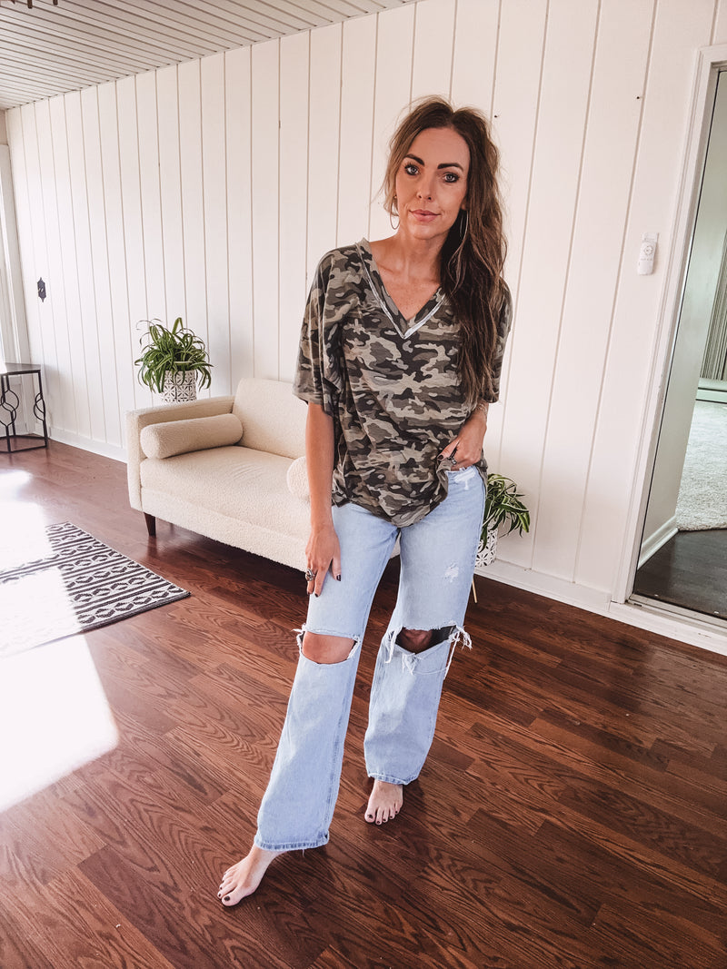 Oversize V Neck Easy Tee