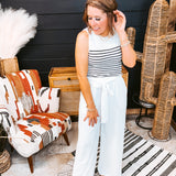 Off White Airflow Pant with Waist Tie