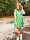 Green Jacquard Quarter Zip Dress