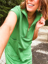 Green Jacquard Quarter Zip Dress