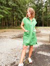Green Jacquard Quarter Zip Dress