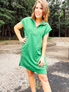 Green Jacquard Quarter Zip Dress