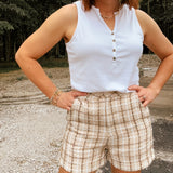 Sand Tweed Roll Up Shorts