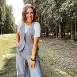 Charcoal Stripe Vest Top