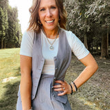 Charcoal Stripe Vest Top
