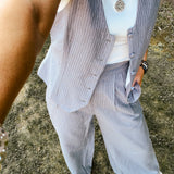 Charcoal Stripe Pleat Pant