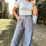 Charcoal Stripe Pleat Pant