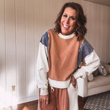 Cinnamon Colorblock Long Sleeve Pullover