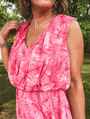 Pink Coral Leaf Blossom Maxi Dress